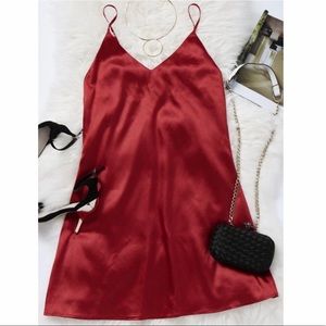 NWT Perfect Sateen Red Slip Cami Mini Dress SZ S